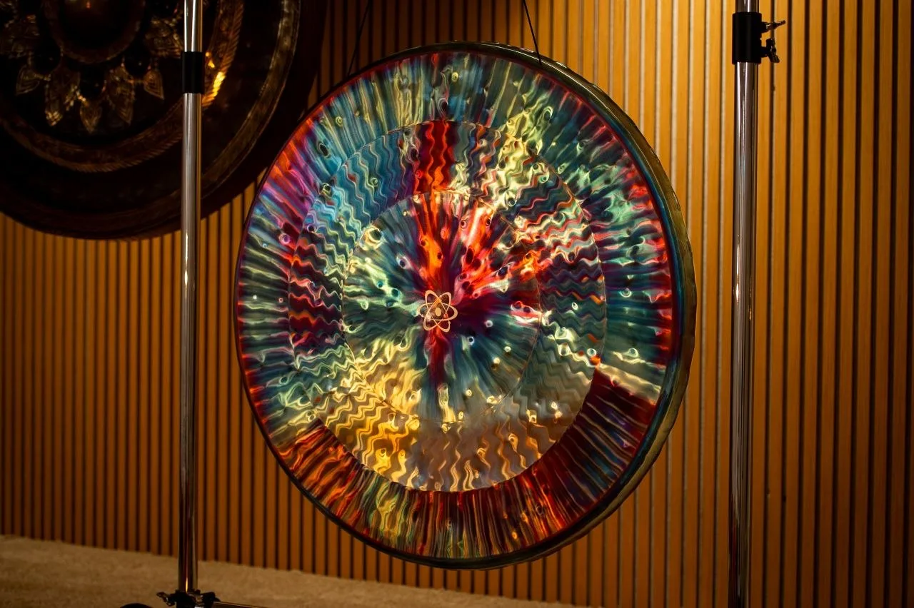 A painted gong in the Balcatta sound studio